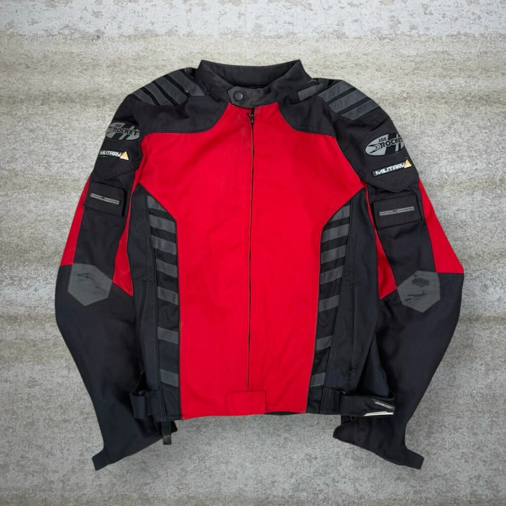 Vintage 90s Joe Rocket Motorcycle Jacket Mens L Red Black Full Zip with Padding
